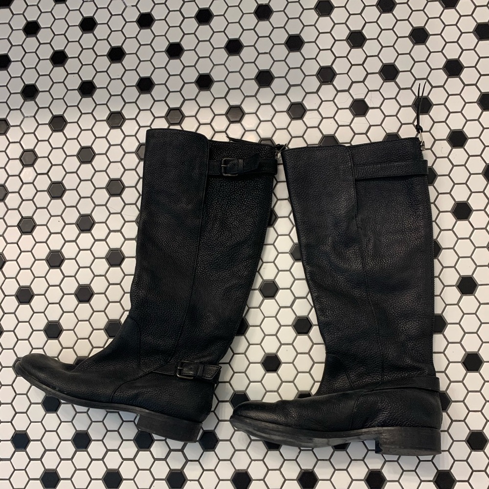 Pebbled Black Leather J. Crew Riding Boot